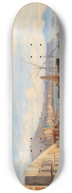 Antonie Sminck Pitloo - Naples, a View of the Riviera di Chiaia seen from Mergellina 8.25 inch art skate deck