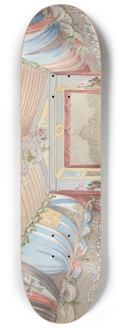 Nicholas Chevalier - Sketch of the performance played on board HMS Galatea (looking towards the stage) 8.25 inch art skate deck