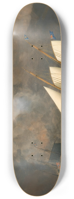 Nicholas Matthew Condy - The Thousand Guinea Match Between Henry Bradleys Brig The Water Witch And Lord Belfasts Schooner Galatea 8.25 inch art skate deck