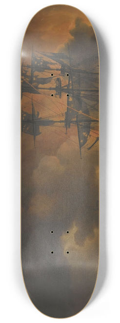 Nicolaas Baur - The fire on the Wharves of Algiers, shortly after the commencement of the Bombardment by the Anglo-Dutch Fleet, 27 August 1816 8.25 inch art skate deck
