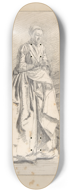 Nicolaas Muys - A Woman Standing next to a Chair 8.25 inch art skate deck