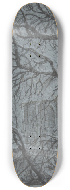 Antonie Waterloo - Apse of a Church Seen Through the Snowy Branches of a Tree 8.25 inch art skate deck