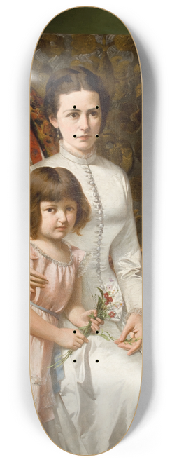 Antoni Gramatyka - Portrait of Wife with Daughter Anna 8.25 inch art skate deck