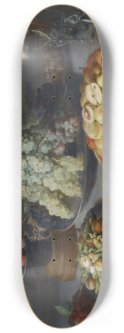 Osias Beert the Elder - Still Life Of Grapes And Other Fruits With A Knife, Faon De Venise Wineglasses And Other Objects On A Draped Table 8.25 inch art skate deck