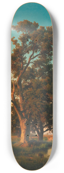Oswald Achenbach - A majestic tree in the evening light 8.25 inch art skate deck
