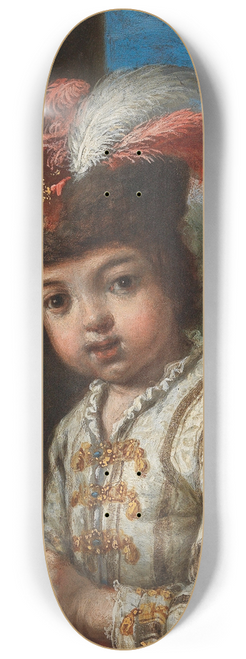 Antonio Mercurio Amorosi - A Boy, Half-Length, Holding Grapes, A Landscape Beyond 8.25 inch art skate deck