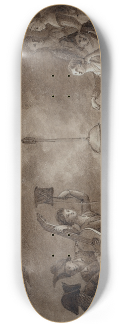 Otto Howen - Gezelschap rond het haardvuur, musciserend, spinnend etc 8.25 inch art skate deck