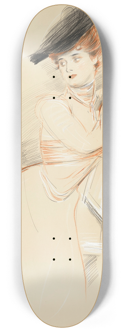 Paul Csar Helleu - Miss Taylor seated 8.25 inch art skate deck