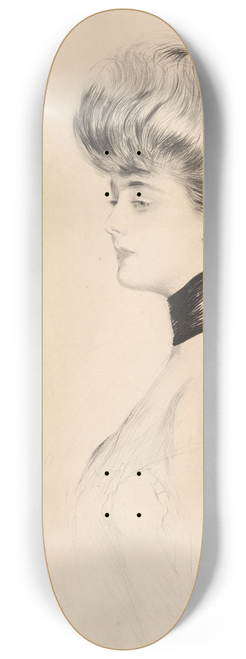 Paul Csar Helleu - Portrait de femme avec un tour de cou noir 8.25 inch art skate deck