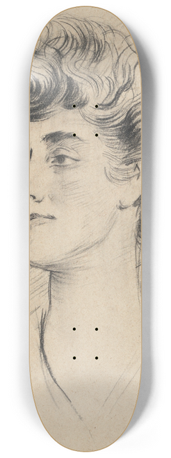 Paul Csar Helleu - Portrait of Constance Herbert, second Marchioness of Ripon 8.25 inch art skate deck