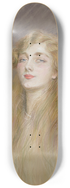 Paul Csar Helleu - Portrait of Mlle Blanche de Pas 8.25 inch art skate deck