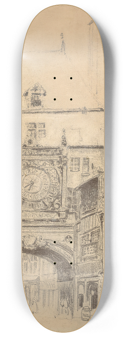 Paul Huet - Le Gros Horloge et la fontaine dArthuse  Rouen 8.25 inch art skate deck