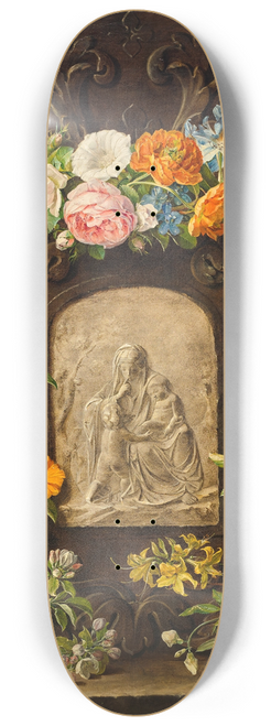 Pauline Koudelka-Schmerling - Blumenkranz mit Madonnenrelief 8.25 inch art skate deck