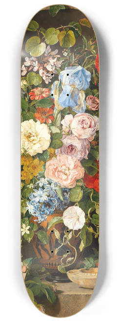 Pauline von Koudelka-Schmerling - A Large Bouquet of Flowers in a Greek Vase 8.25 inch art skate deck