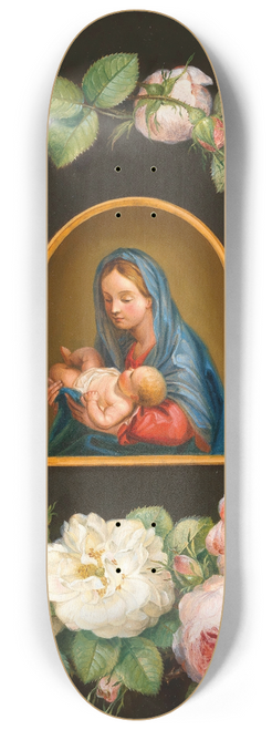 Pauline von Koudelka-Schmerling - Mary with the Child in a Garland of Roses 8.25 inch art skate deck