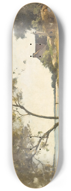 Paul Lecomte - Bord de mer avec promeneurs sur un chemin 8.25 inch art skate deck