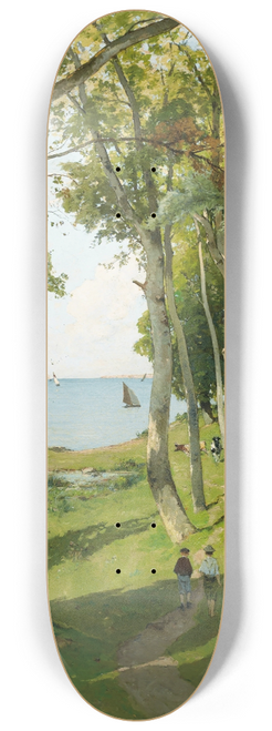 Paul Lecomte - Deux garons sur un chemin, marchant vers la mer 8.25 inch art skate deck