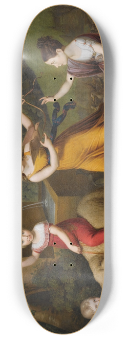 Anton Petter - Portrait Of Four Children, Full Length,in A Landscape, With A Sheep And Turtle Doves 8.25 inch art skate deck