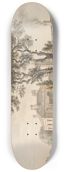 Paul Sandby - North-East View of Sir John Elvils House on Englefield Green near Egham in Surrey 8.25 inch art skate deck