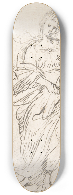 Pedro Duque y Cornejo - Standing Female Figure with Large Medallion 8.25 inch art skate deck