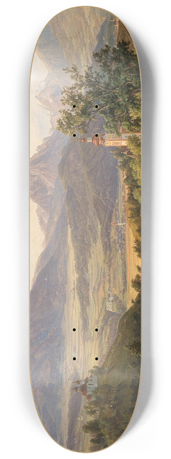 Anton Schiffer - Dorf Arzl und der Kalvarienberg von Innsbruck mit Ansicht Schlo Anna, heiligen Wasser, der Waldraster-Spitze und kleinen Stubayer Ferner 8.25 inch art skate deck