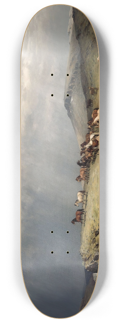 Peter Nicolai Arbo - Horses in the Mountains 8.25 inch art skate deck