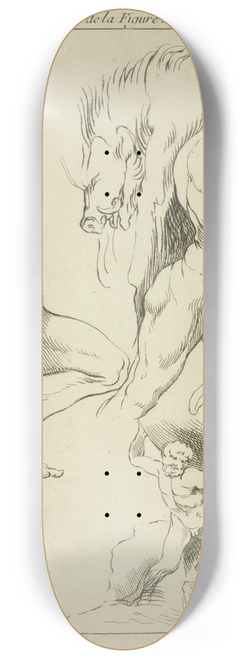 Peter Paul Rubens - Four studies of figures; one wrestling with a snake, one lifting a dead boar, and two Atlas figures lifting a globe 8.25 inch art skate deck