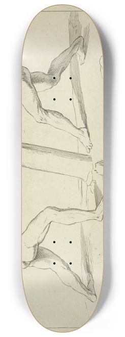 Peter Paul Rubens - Studies of two figures pushing against a pillar 8.25 inch art skate deck