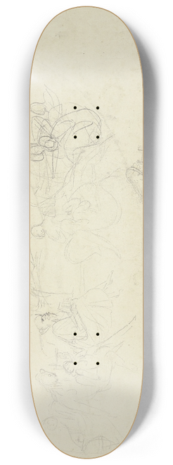 Peter von Cornelius - Gtterversammlung, die Figur eines Apoll mit Lyra und Bacchusknaben unten zweimal wiederholt 8.25 inch art skate deck