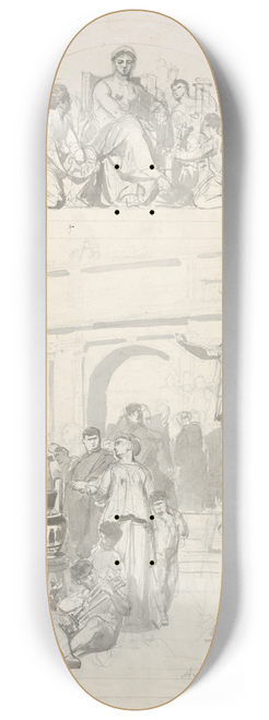 Anton von Werner - Greek Vase-Painting (Design for a Wall Decoration) 8.25 inch art skate deck