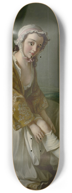 Philippe Mercier - A Young Woman Pulling on Her Stocking 8.25 inch art skate deck