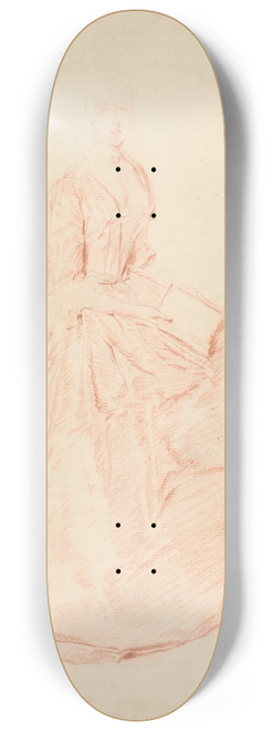 Philippe Mercier - Seated Woman with a Book 8.25 inch art skate deck