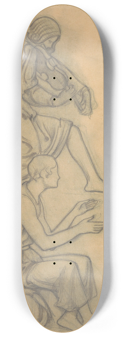 Antoon Derkinderen - Ontwerp voor wandschildering in de Beurs van Berlage; zittende vioolspeler en Mercurius 8.25 inch art skate deck