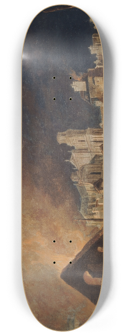 Pierre-Antoine Demachy - La Foire Saint-Germain pendant lincendie (nuit du 16 au 17 mars 1762) 8.25 inch art skate deck