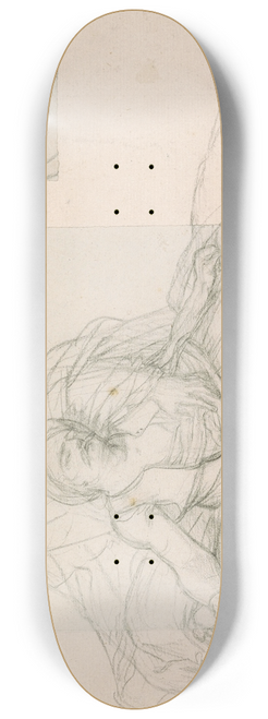 Pierre-Narcisse Gurin - Study of a Seated Egyptian Warrior and His Wounded Comrade for Napoleon Pardoning the Rebels at Cairo 8.25 inch art skate deck