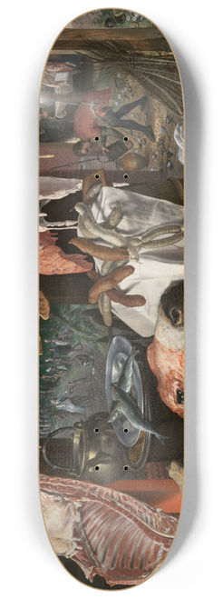 Pieter Aertsen - A Meat Stall with the Holy Family Giving Alms (The Butchers Stall) 8.25 inch art skate deck