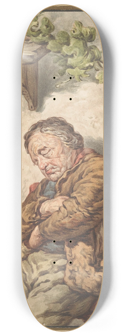 Pieter Christoffel Wonder - Lou de knecht van de bakker, voor het huis ingeslapen in het zonlicht 8.25 inch art skate deck