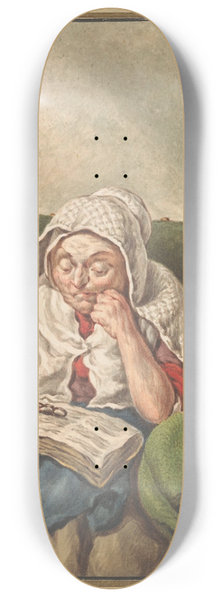 Pieter Christoffel Wonder - Zijn moeder, in de bijbel lezend 8.25 inch art skate deck
