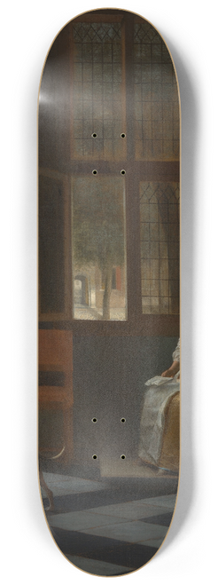 Pieter De Hooch - Man Handing a Letter to a Woman in the Entrance Hall of a House 8.25 inch art skate deck