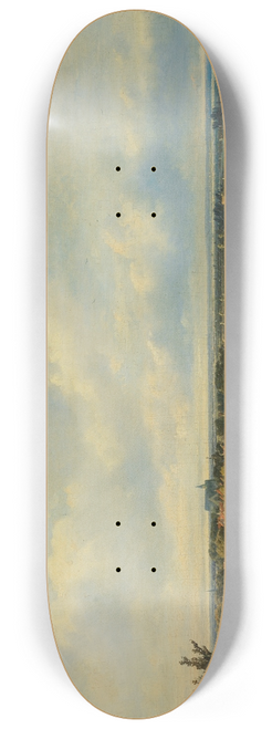 Pieter Lodewijk Francisco Kluyver - Extensive landscape with a church in the distance 8.25 inch art skate deck