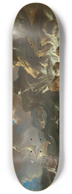 Pieter Mulier the Elder - A sea at storm with ships 8.25 inch art skate deck