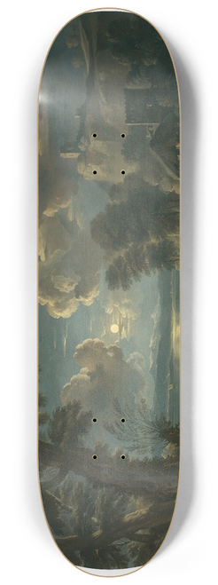 Pieter Mulier the Younger - A Moonlit Scene With A Shepherd And Shepherdess Resting With Their Herd Beside A Lake 8.25 inch art skate deck