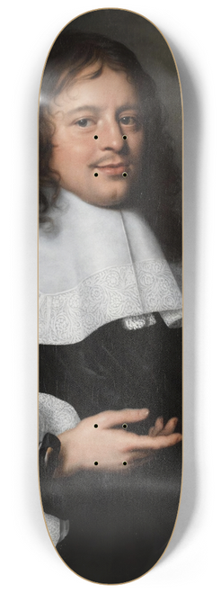 Pieter Nason - A Portrait Of A Gentleman, Half-Length, With A White Collar And Cuffs And Holding A Pair Of Gloves 8.25 inch art skate deck