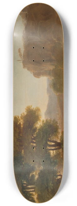 Pieter van Laer - A view of the Roman Campagna with shepherds resting with their livestock 8.25 inch art skate deck