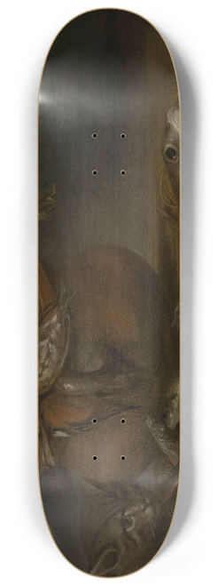 Pieter van Schaeyenborgh - Stilleven met vissen, vogels en een kat 8.25 inch art skate deck