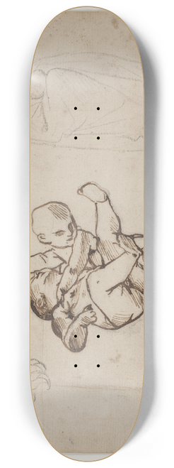 Pietro Testa - Studie til to legende putti, blade og en draperet figur med en urne 8.25 inch art skate deck