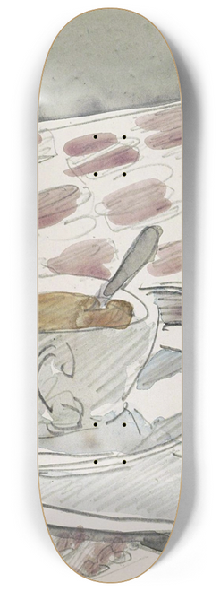 Reijer Stolk - Tray with a cup, saucer and glass on a table 8.25 inch art skate deck