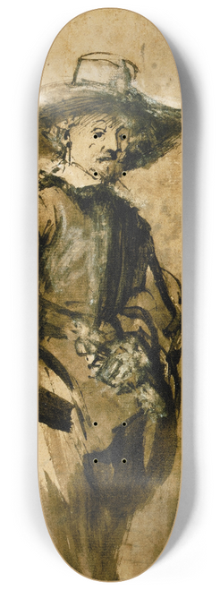 Rembrandt van Rijn - Study for one of the Syndics, Volckert Jansz. 8.25 inch art skate deck