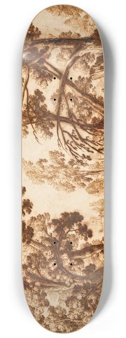 Remigio Cantagallina - Landscape with Seated Figures in Foreground 8.25 inch art skate deck