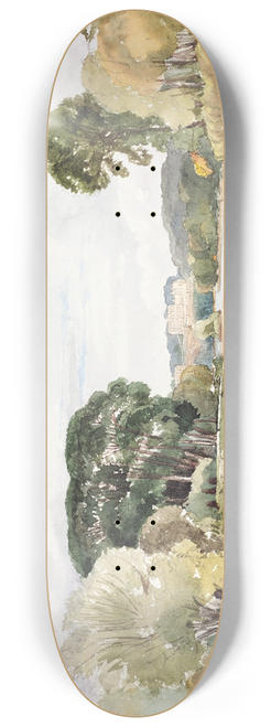 Rev. James Bulwer - River Scene with Distant Castle 8.25 inch art skate deck
